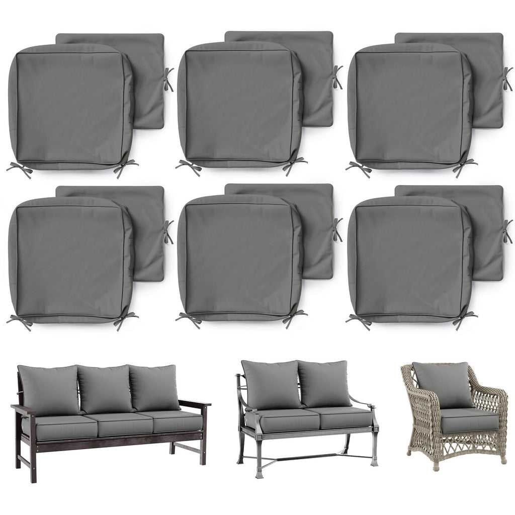 6 Pack Patio Cushion & Pillow Cover Set Light Gray