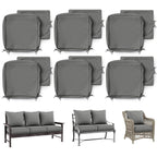 6 Pack Patio Cushion & Pillow Cover Set Light Gray