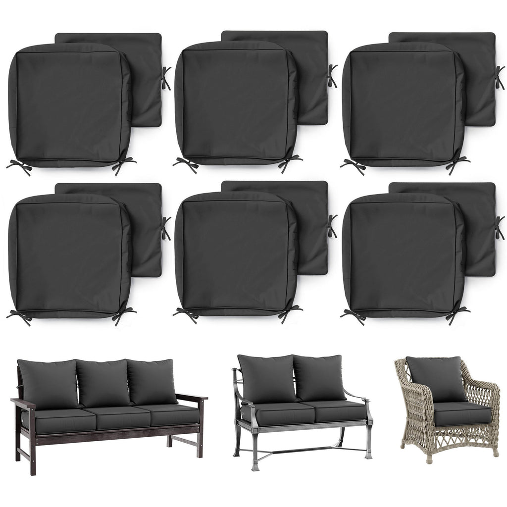 6 Pack Patio Cushion & Pillow Cover Set Charcoal