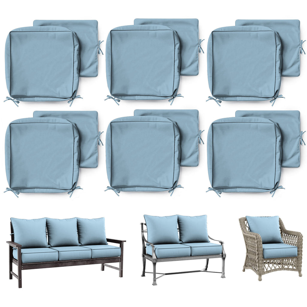6 Pack Patio Cushion & Pillow Cover Set Sky Blue