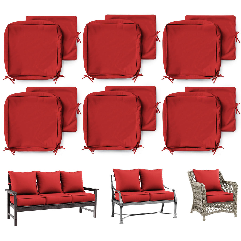 6 Pack Patio Cushion & Pillow Cover Set Red