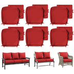 6 Pack Patio Cushion & Pillow Cover Set Red