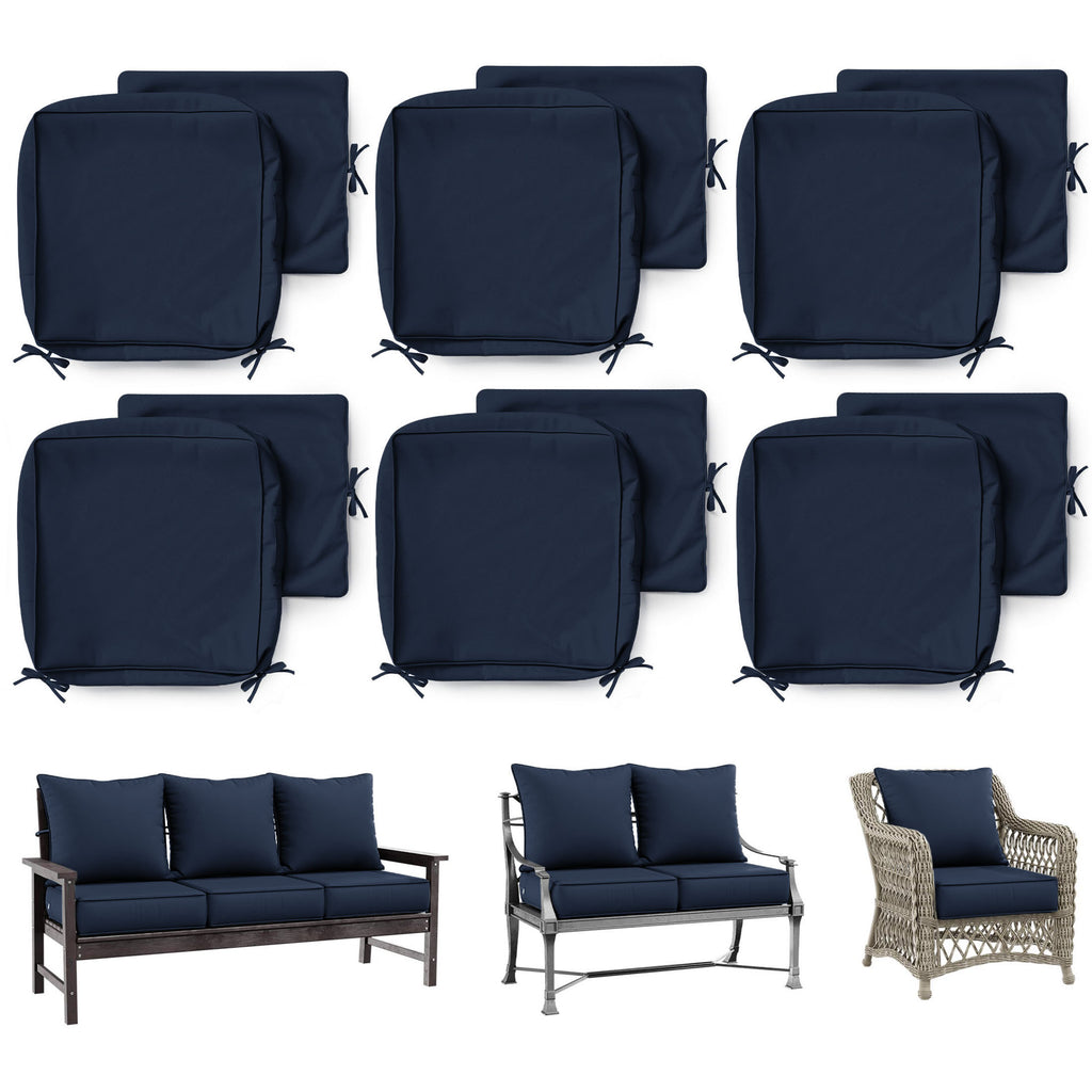 6 Pack Patio Cushion & Pillow Cover Set Navy