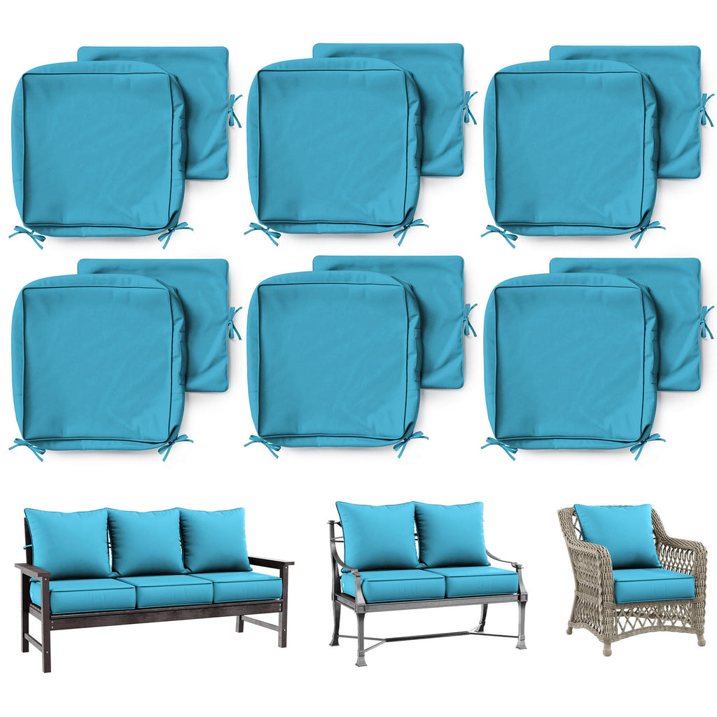 6 Pack Patio Cushion & Pillow Cover Set Aqua Blue