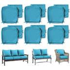 6 Pack Patio Cushion & Pillow Cover Set Aqua Blue