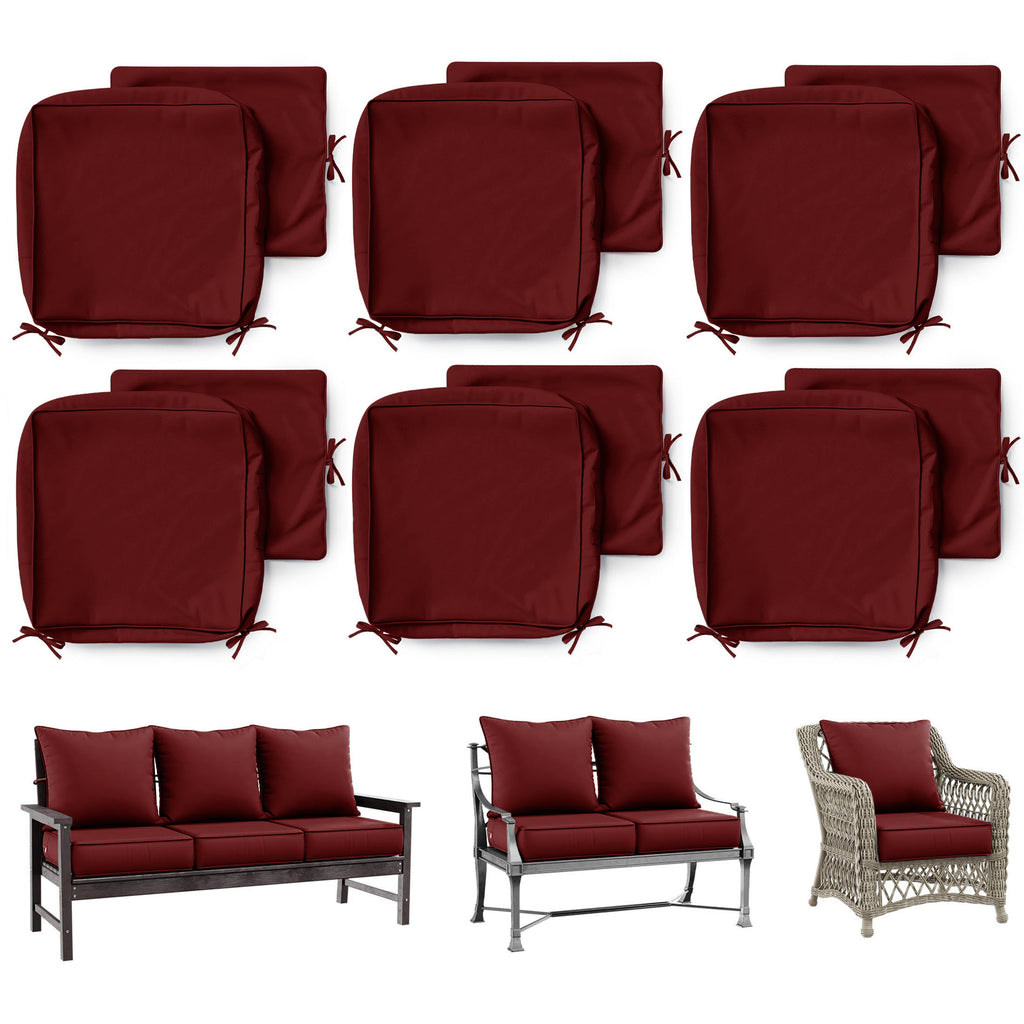 6 Pack Patio Cushion & Pillow Cover Set Burgundy