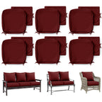 6 Pack Patio Cushion & Pillow Cover Set Burgundy