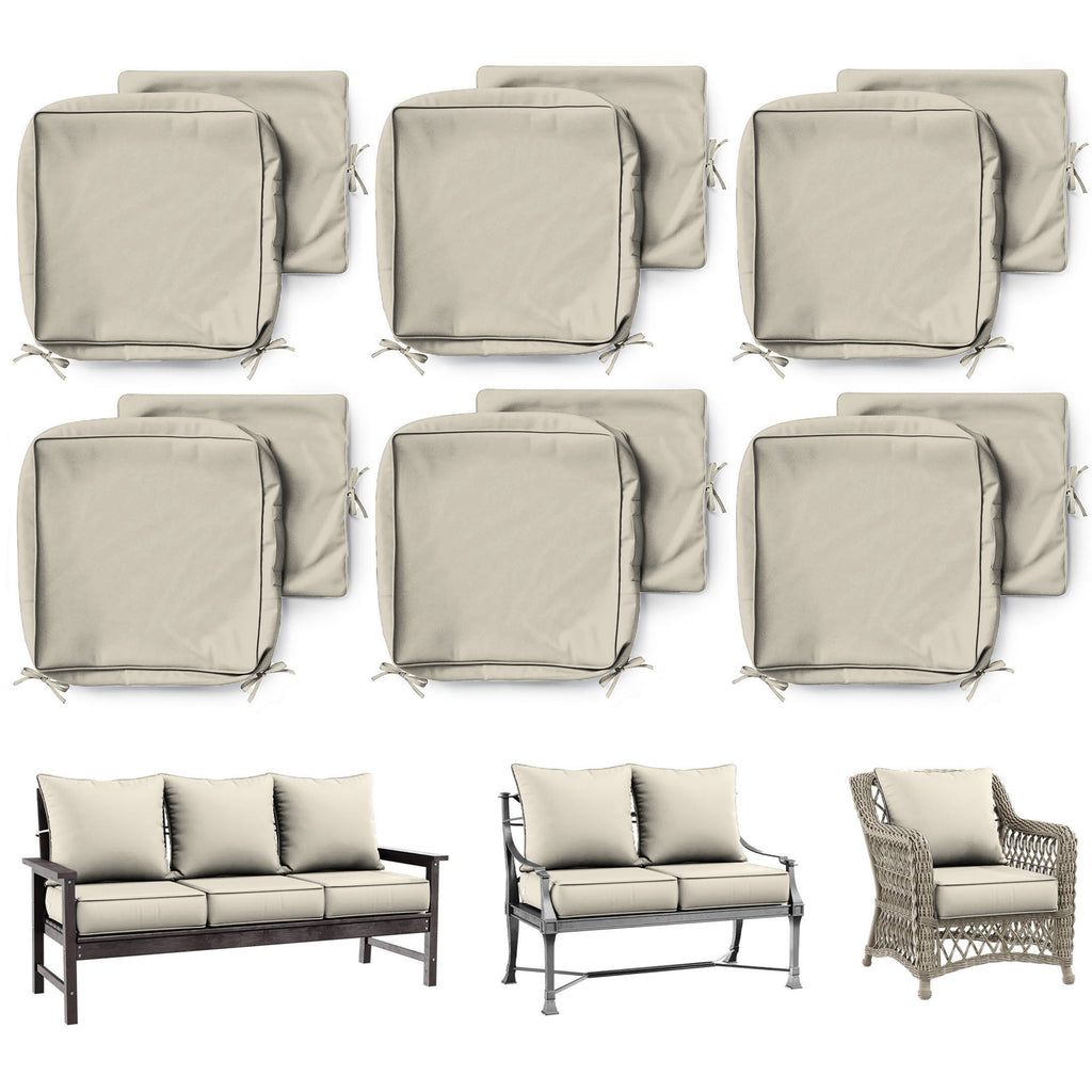 6 Pack Patio Cushion & Pillow Cover Set Cream