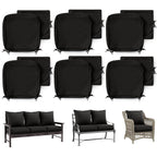 6 Pack Patio Cushion & Pillow Cover Set Black