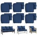 6 Pack Patio Cushion & Pillow Cover Set Blue