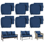 6 Pack Patio Cushion & Pillow Cover Set Blue