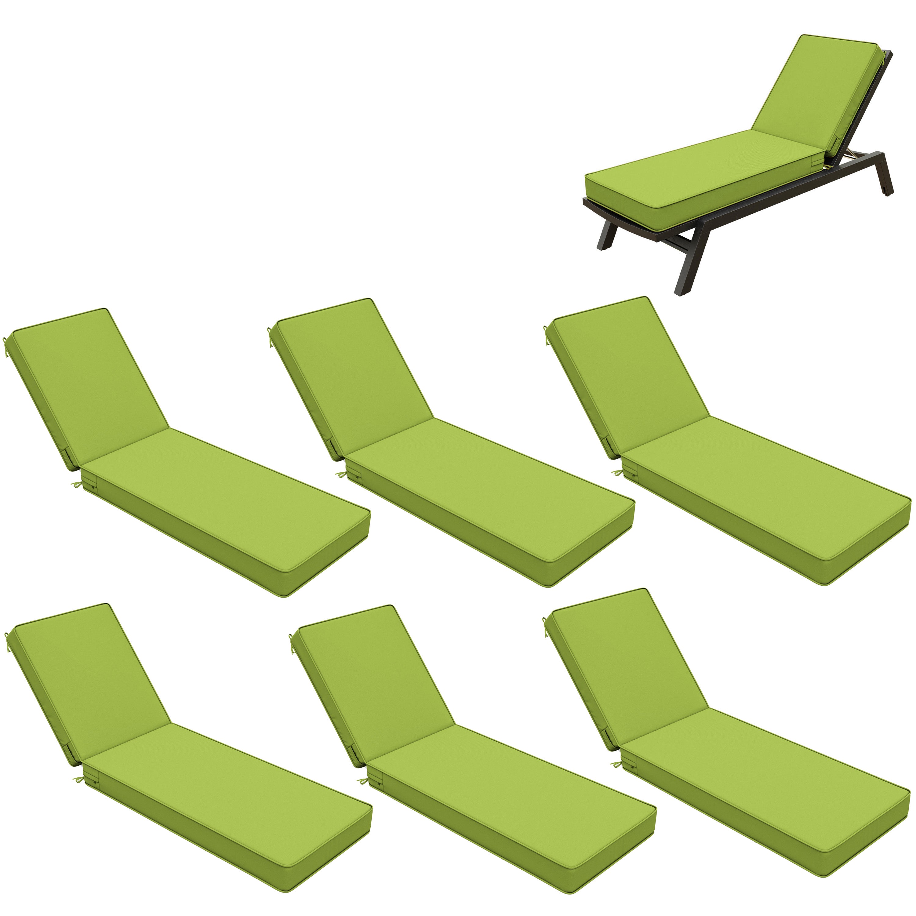 6 Pack Outdoor Chaise Lounge Cushions