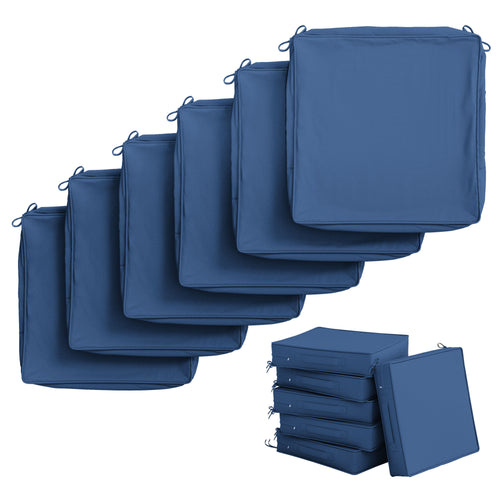 6 Pack Outdoor Seat Cushion Covers Blue