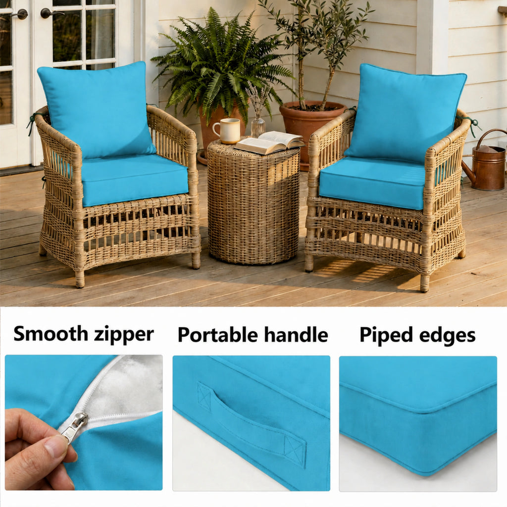 2 Pack Patio Cushion & Pillow Cover Set