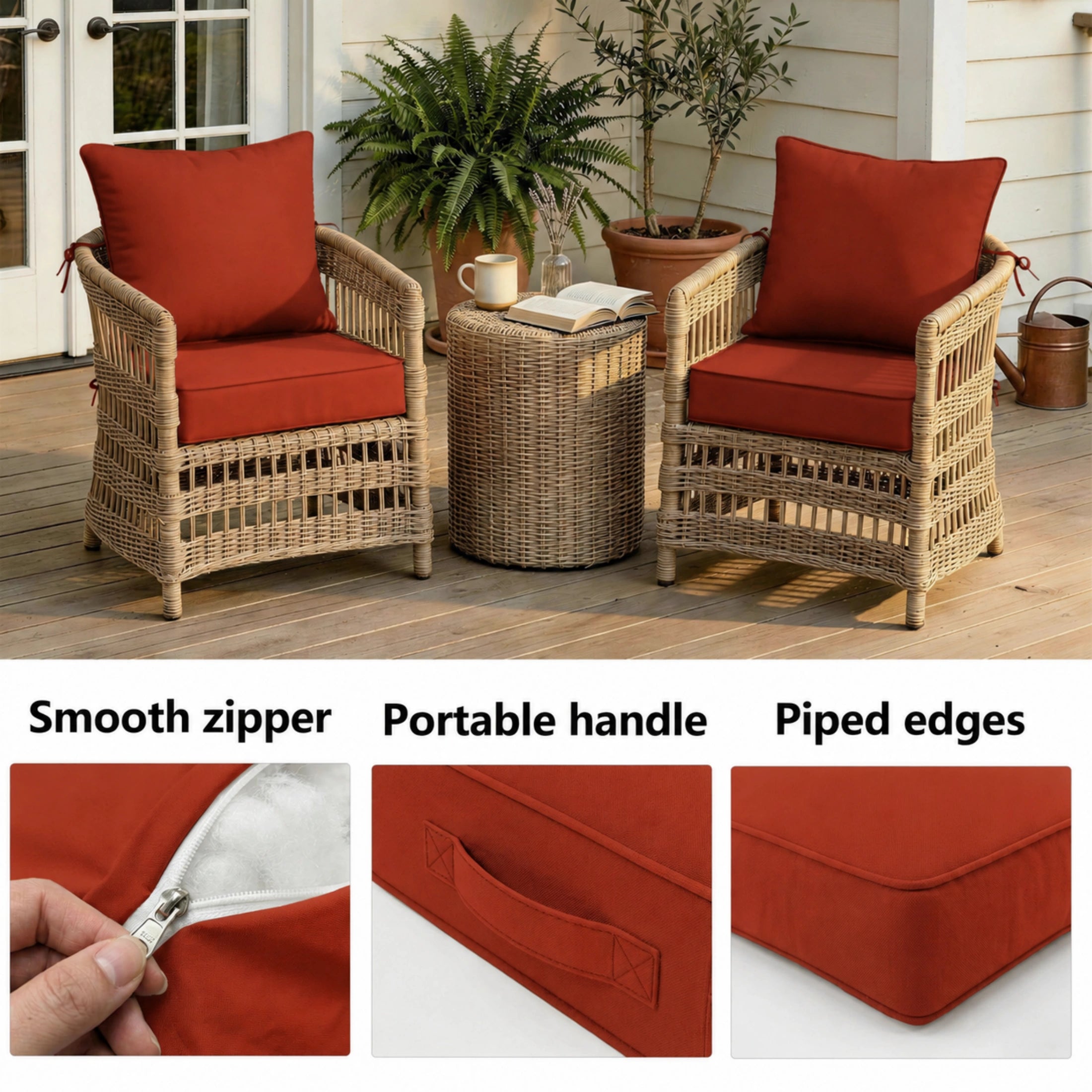 2 Pack Patio Cushion & Pillow Cover Set