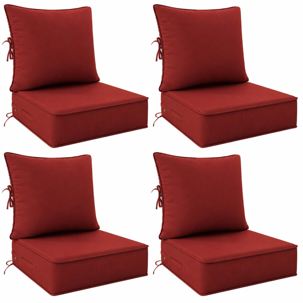 4 Pack Outdoor Deep Seat Cushion Pillow Set