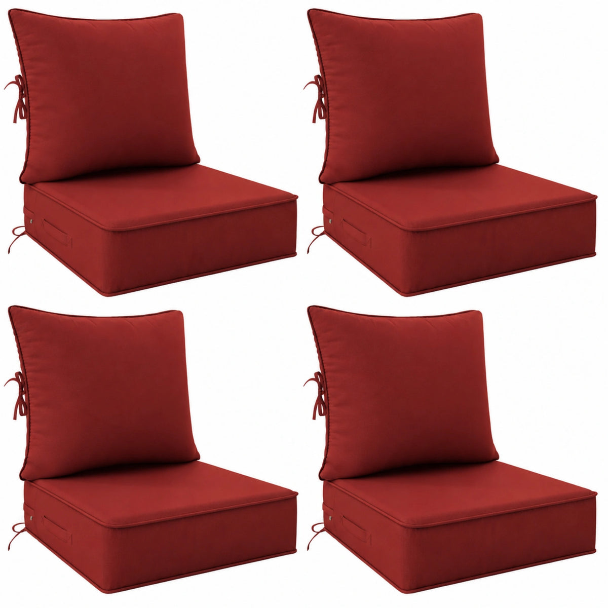4 Pack Outdoor Deep Seat Cushion Pillow Set