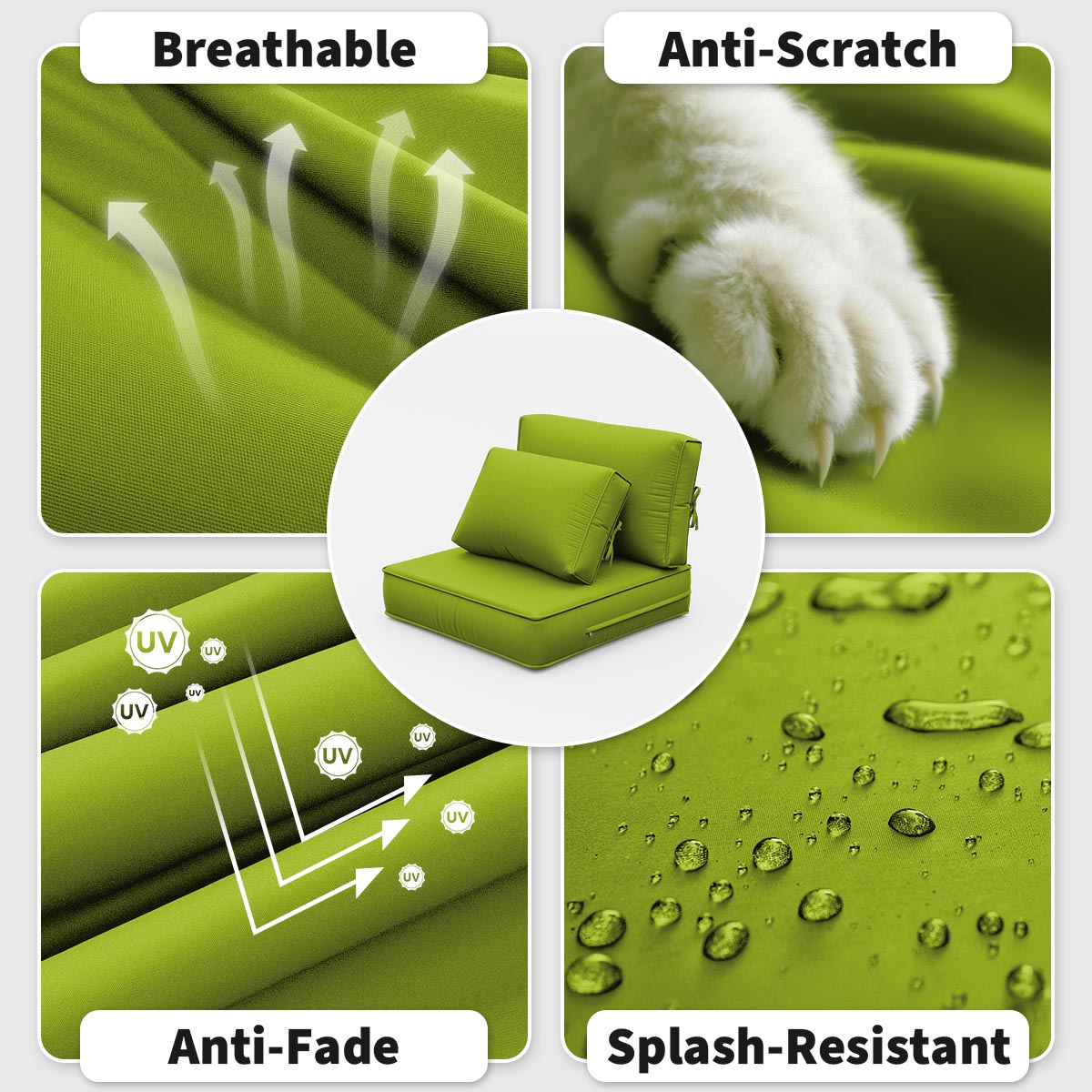 WNP cushion 8PCS Patio Sectional Cushion Set 4 inches thickness