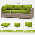 WNP cushion 8PCS Patio Sectional Cushion Set 4 inches thickness