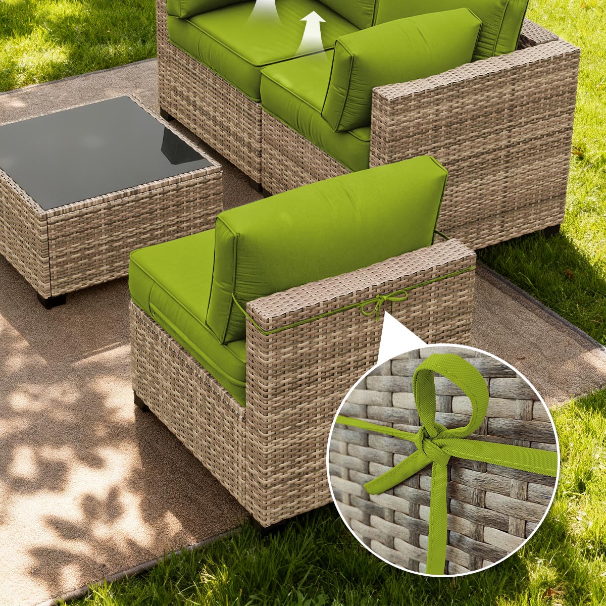 WNP cushion 8PCS Patio Sectional Cushion Set 4 inches thickness