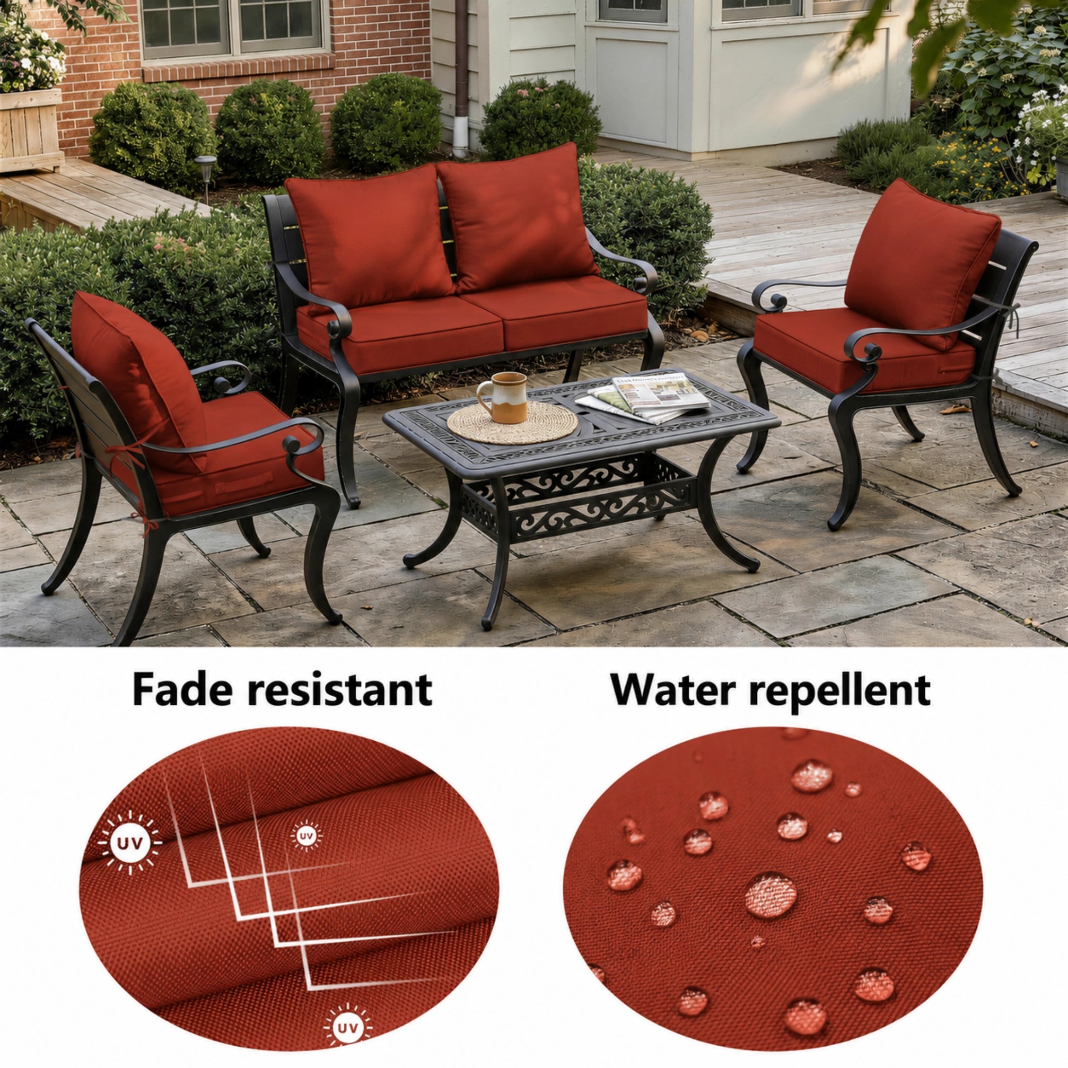 2 Pack Patio Cushion & Pillow Cover Set