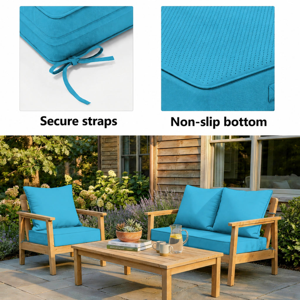 2 Pack Patio Cushion & Pillow Cover Set