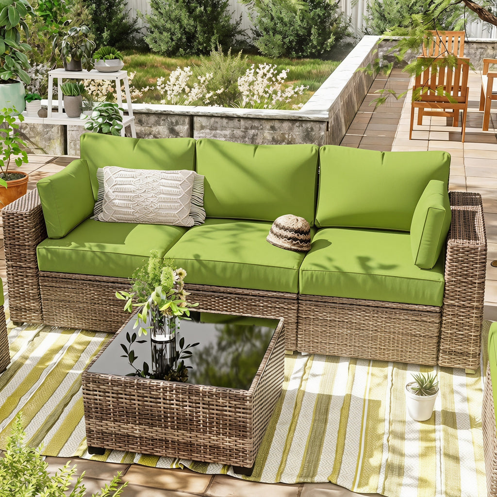 WNP cushion 8PCS Patio Sectional Cushion Set 4 inches thickness grass green