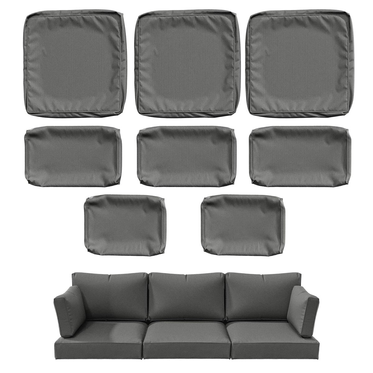 WNP cushion 8PCS Outdoor Replacement Cushion Covers for Patio Furniture Light Gray