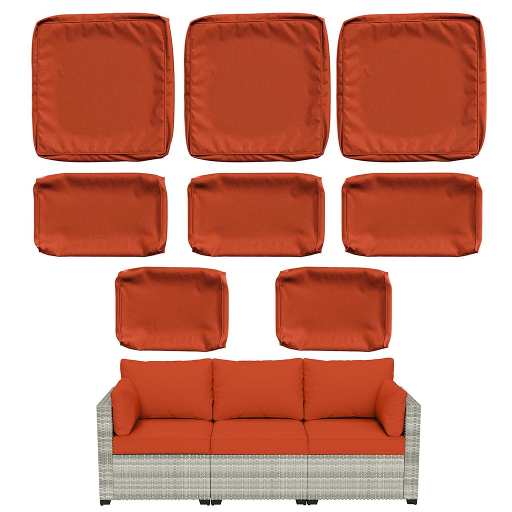 WNP cushion 8PCS Outdoor Replacement Cushion Covers for Patio Furniture Orange Red