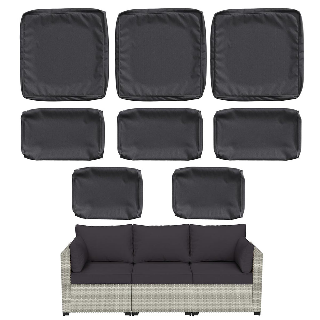 WNP cushion 8PCS Outdoor Replacement Cushion Covers for Patio Furniture Charcoal