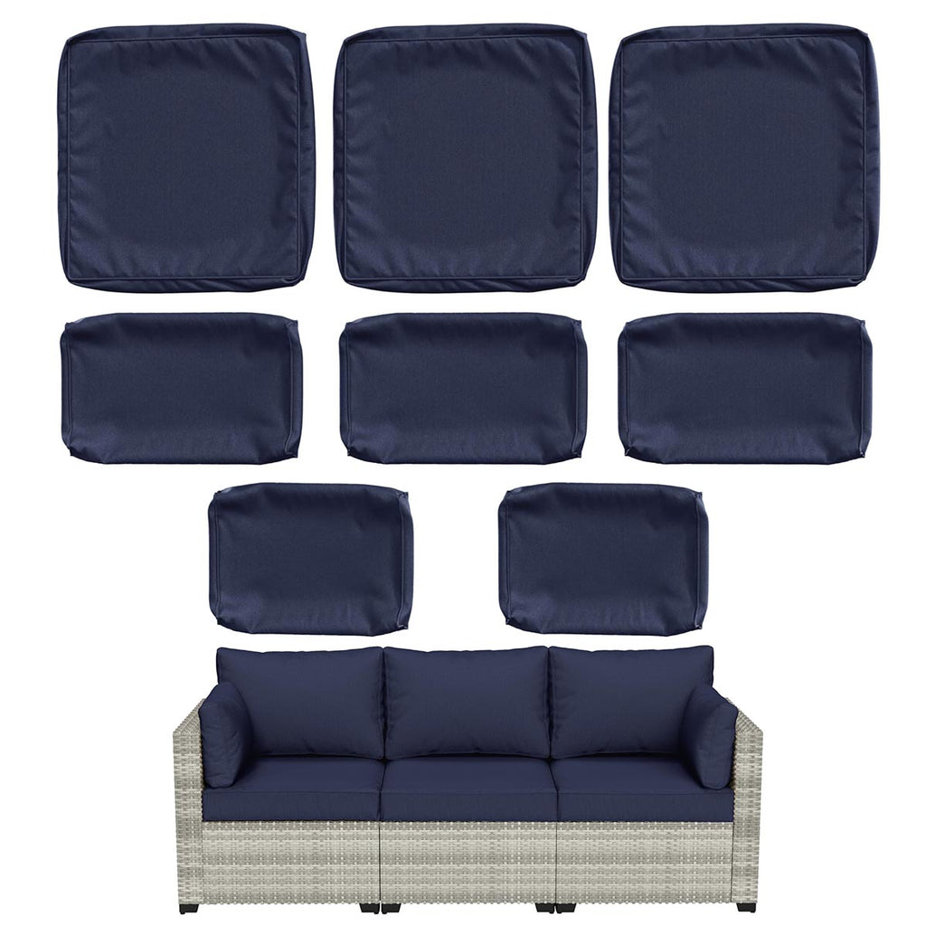 WNP cushion 8PCS Outdoor Replacement Cushion Covers for Patio Furniture Navy