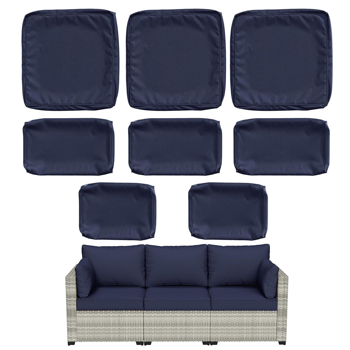 WNP cushion 8PCS Outdoor Replacement Cushion Covers for Patio Furniture Navy