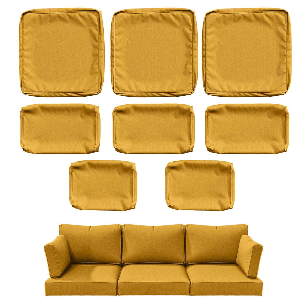 WNP cushion 8PCS Outdoor Replacement Cushion Covers for Patio Furniture Yellow