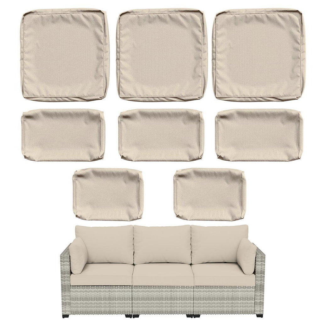 WNP cushion 8PCS Outdoor Replacement Cushion Covers for Patio Furniture Cream