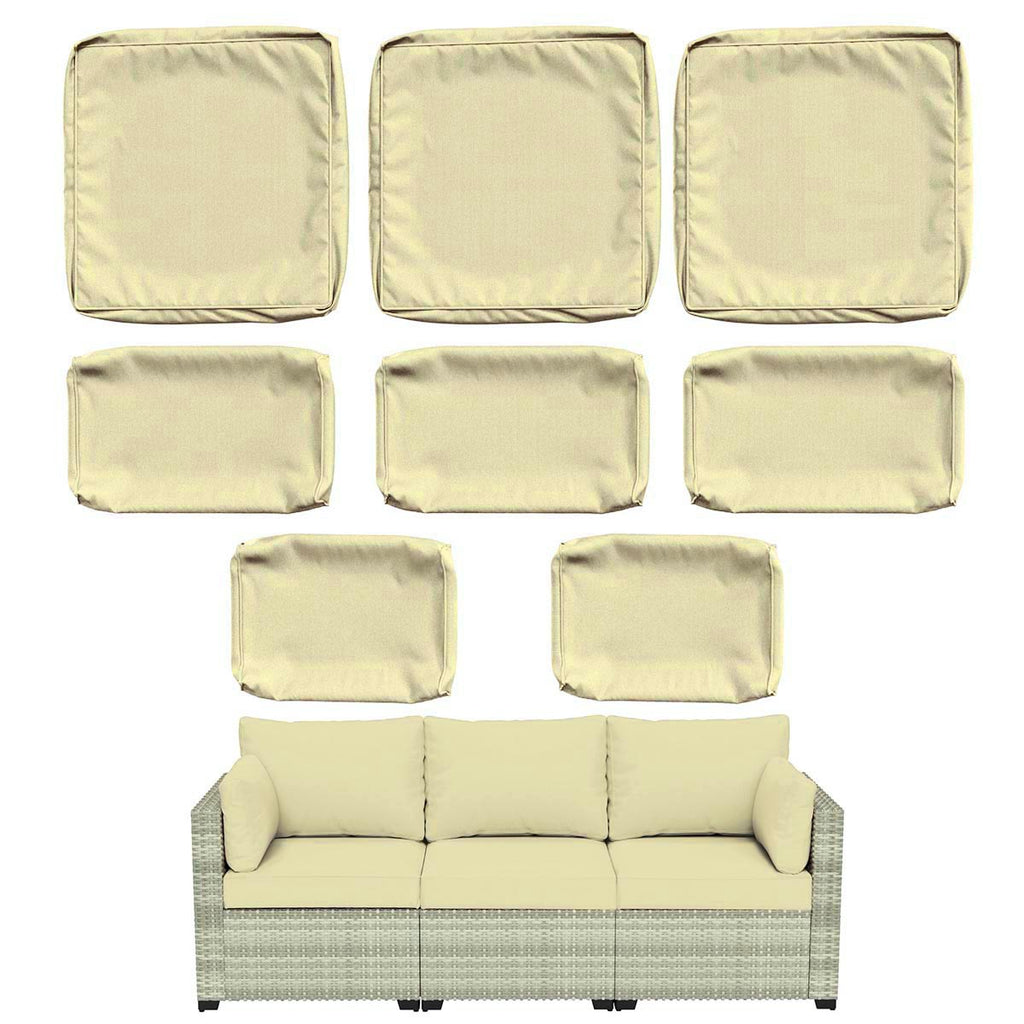 WNP cushion 8PCS Outdoor Replacement Cushion Covers for Patio Furniture Light Yellow