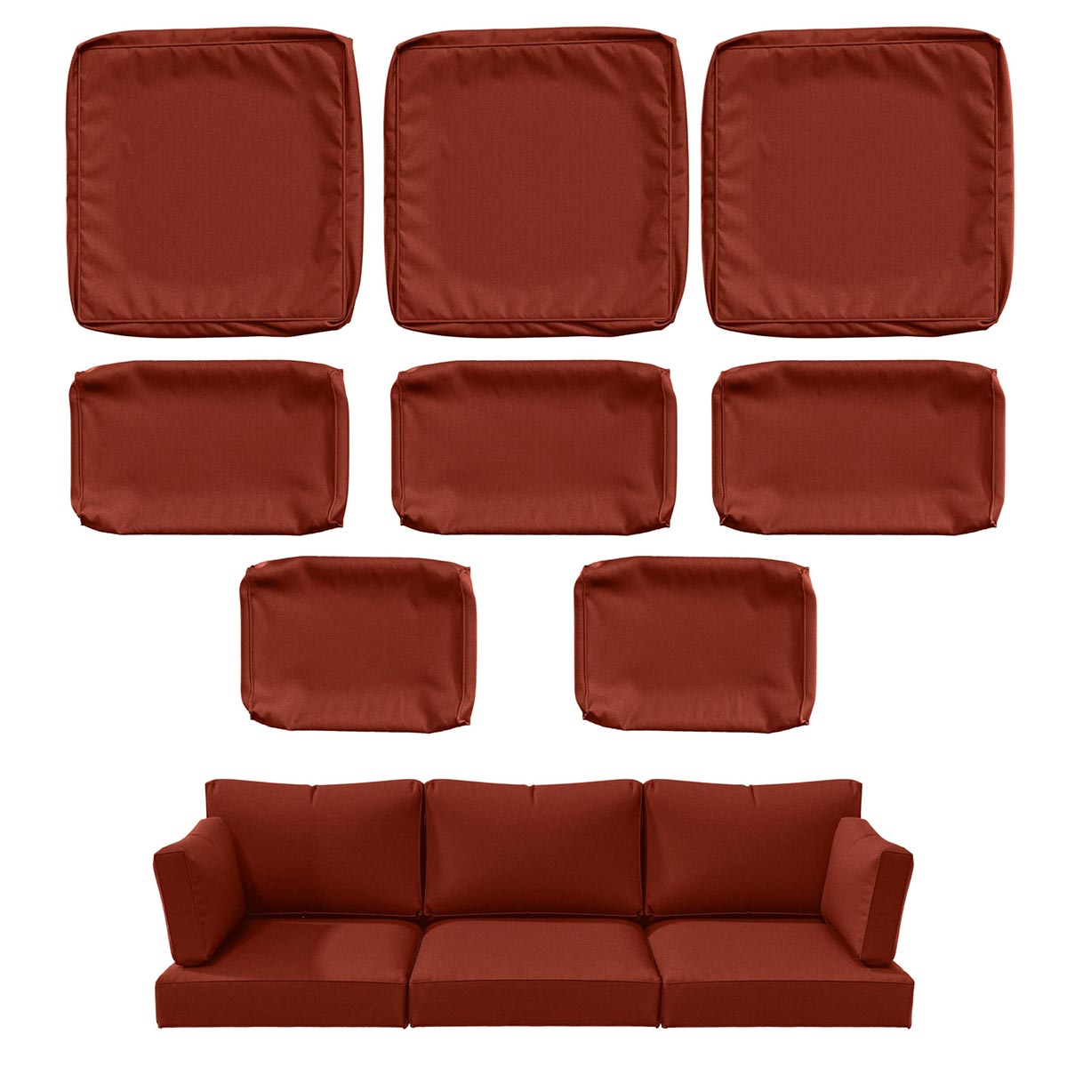 WNP cushion 8PCS Outdoor Replacement Cushion Covers for Patio Furniture Burgundy