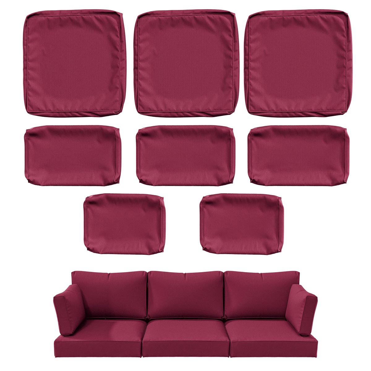 WNP cushion 8PCS Outdoor Replacement Cushion Covers for Patio Furniture Fuchsia Red