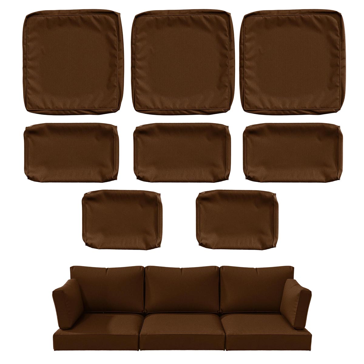 WNP cushion 8PCS Outdoor Replacement Cushion Covers for Patio Furniture Brown