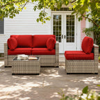 8PCS Patio Sectional Cushion Set 4 inches thickness Red