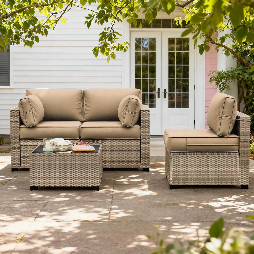 8PCS Patio Sectional Cushion Set 4 inches thickness Sand