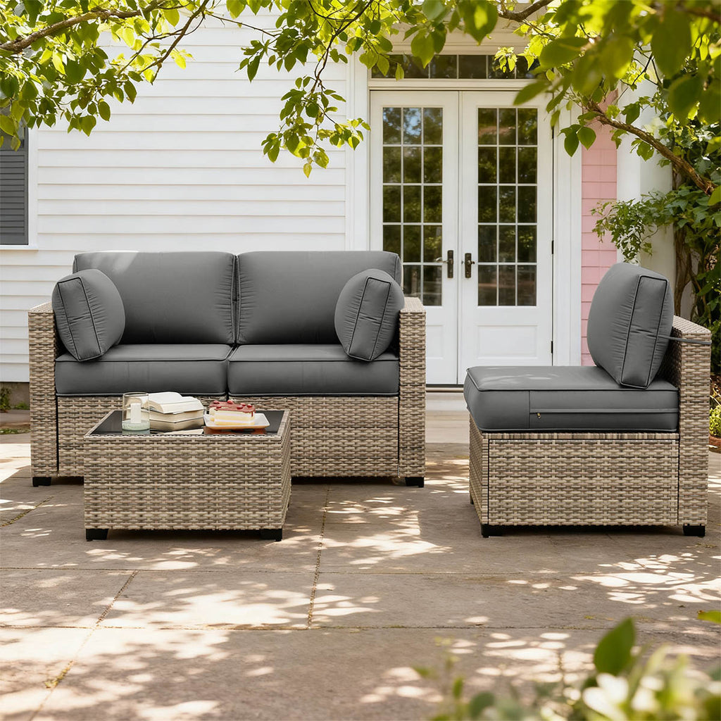 8PCS Patio Sectional Cushion Set 4 inches thickness Light Gray