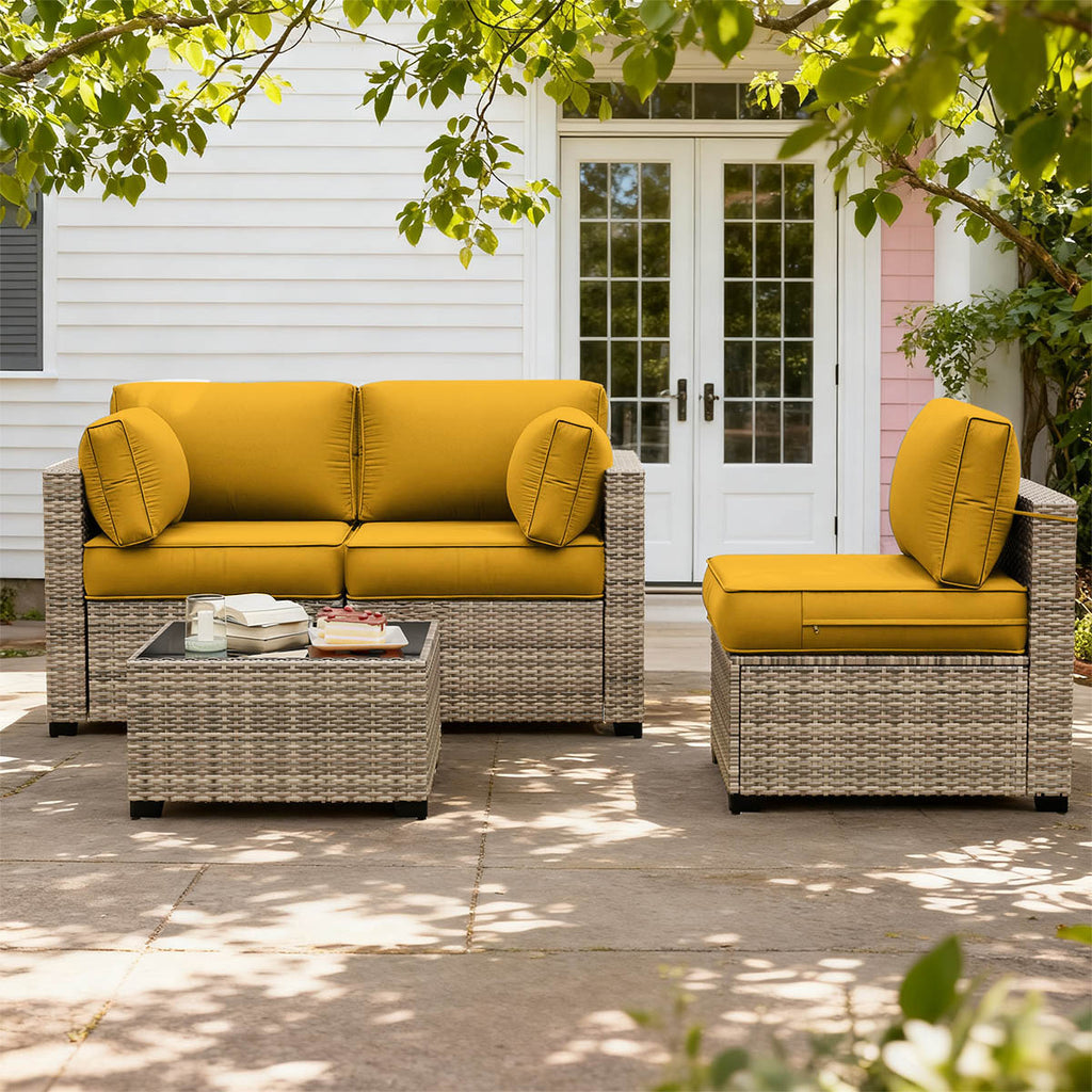 8PCS Patio Sectional Cushion Set 4 inches thickness Yellow
