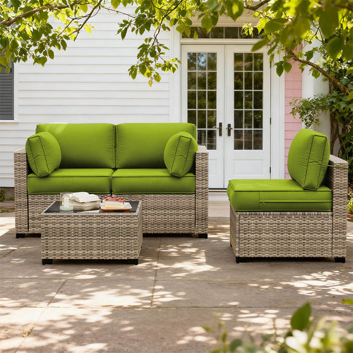 8PCS Patio Sectional Cushion Set 4 inches thickness Grass Green