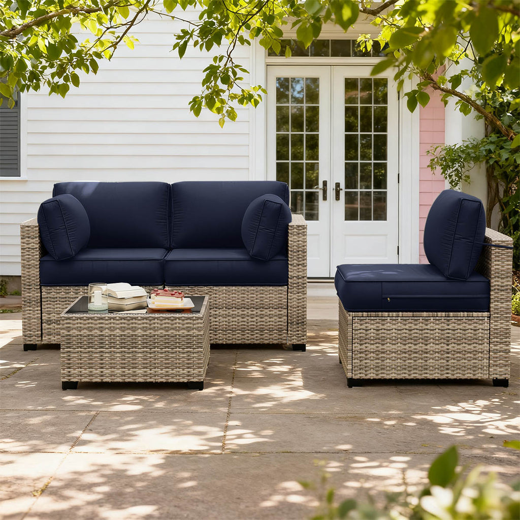 8PCS Patio Sectional Cushion Set 4 inches thickness Navy