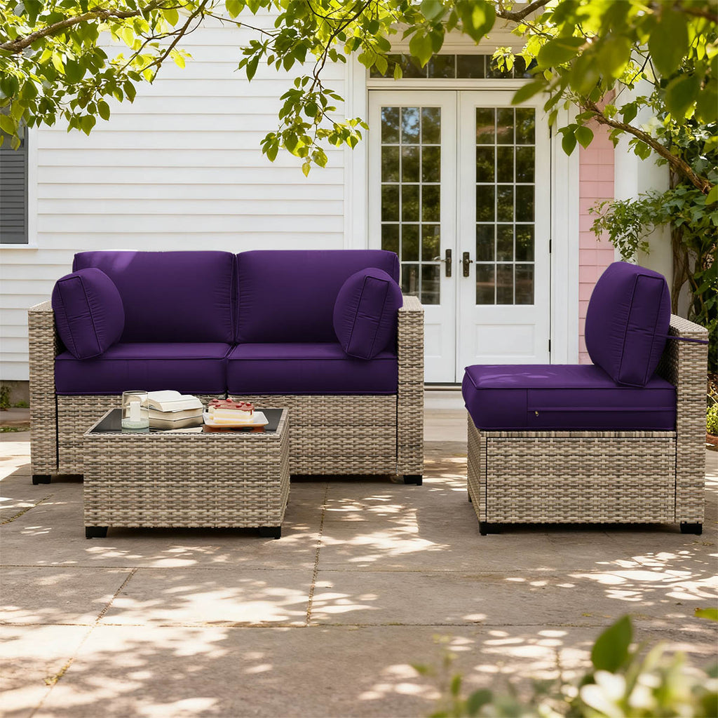 8PCS Patio Sectional Cushion Set 4 inches thickness Purple