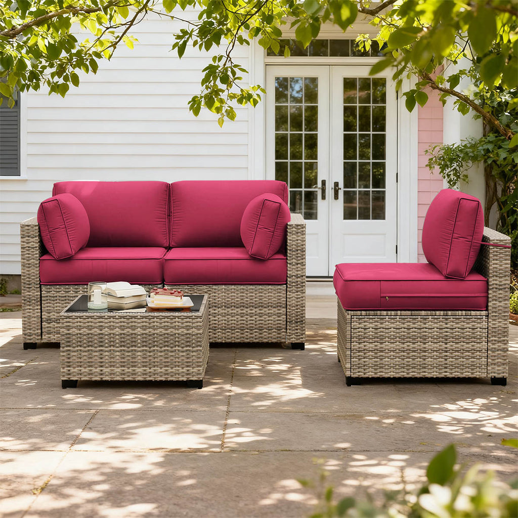 8PCS Patio Sectional Cushion Set 4 inches thickness Pink