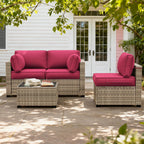 8PCS Patio Sectional Cushion Set 4 inches thickness Pink