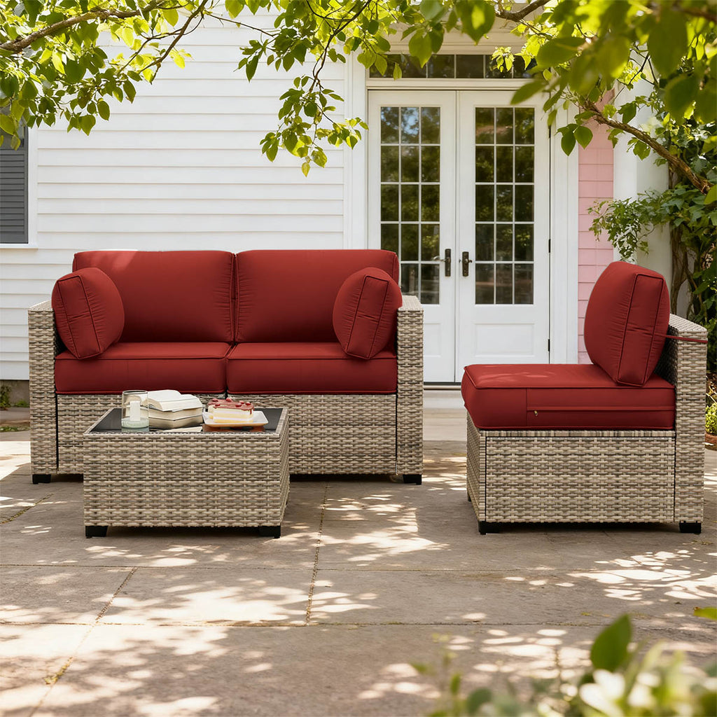 8PCS Patio Sectional Cushion Set 4 inches thickness Terra Red