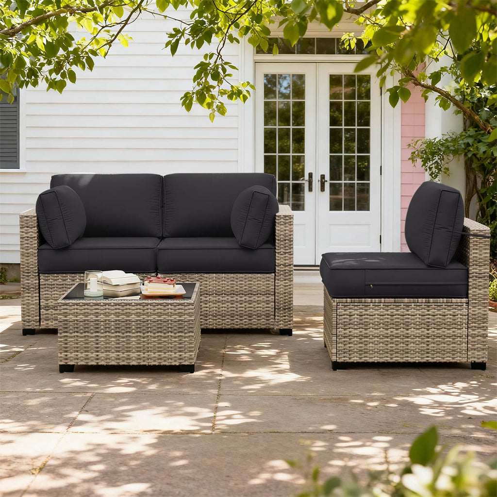 8PCS Patio Sectional Cushion Set 4 inches thickness Charcoal