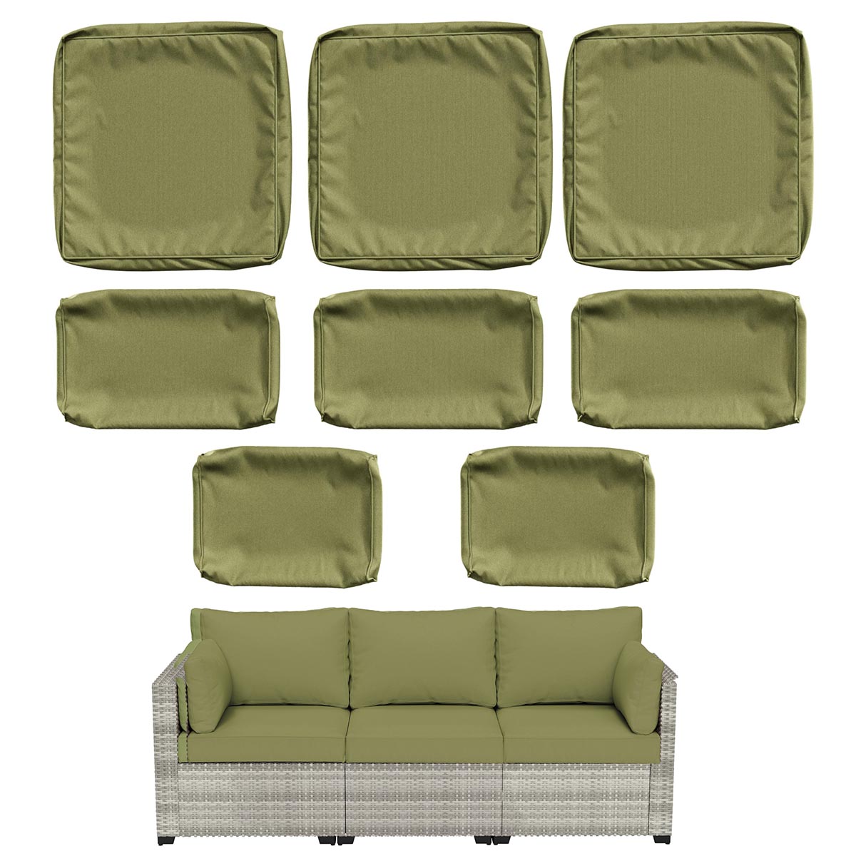 WNP cushion 8PCS Outdoor Replacement Cushion Covers for Patio Furniture Light Green